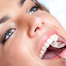 close shot of woman getting a checkup