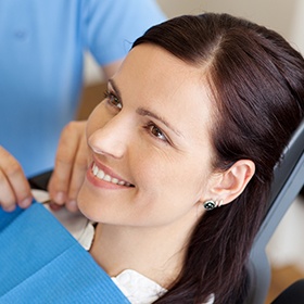 brunette woman smiling