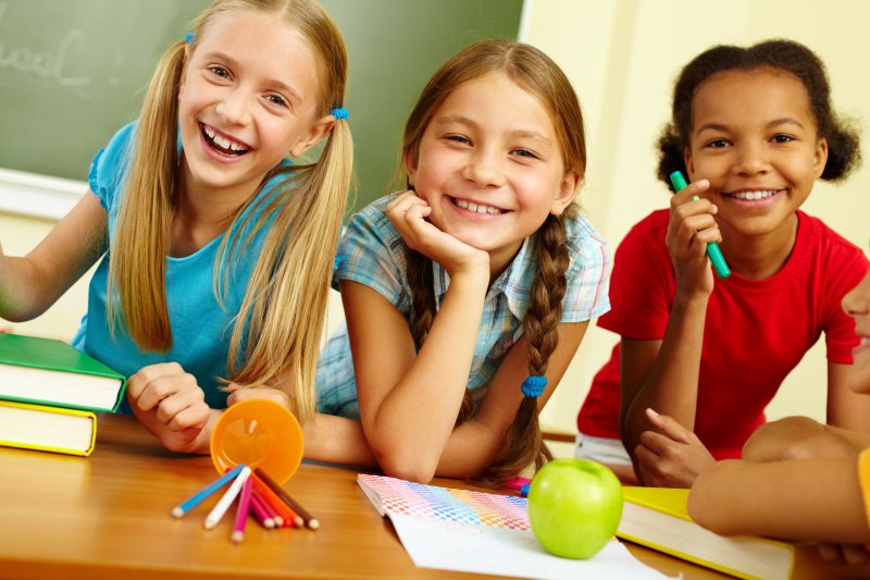 Smiling schoolchildren