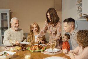 Family gathered for Thanksgiving dinner